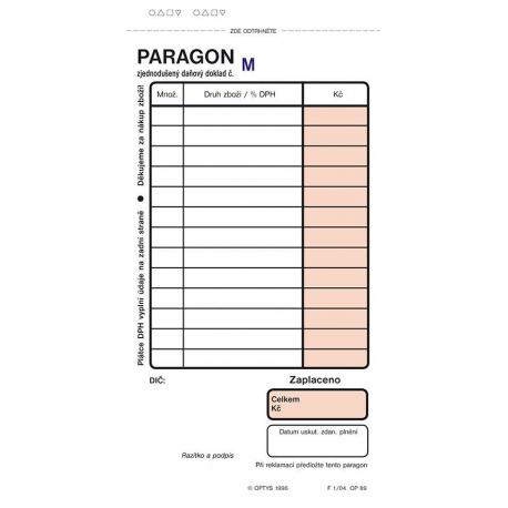 Paragon Optys - blok 75 mm x 150 mm / nečíslovaný 100 listů / 1070